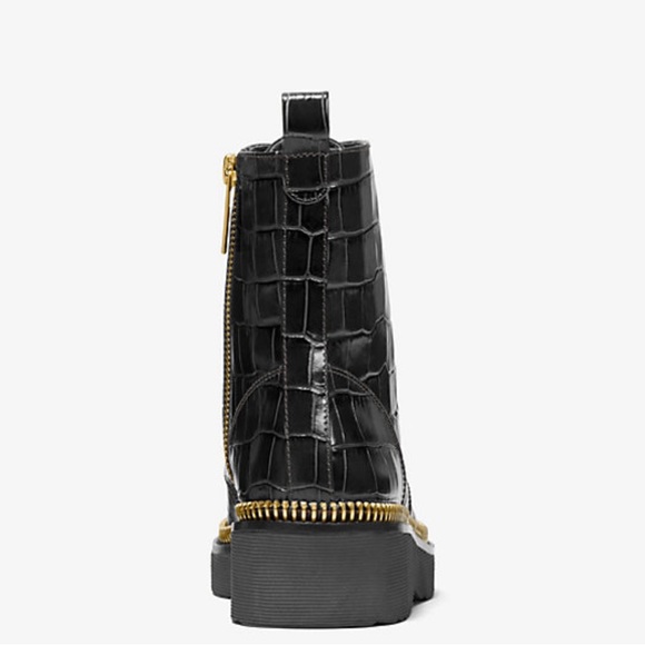 Michael Kors 💥 Haskell Crocodile Embossed
Leather Combat Boot. - Picture 2 of 9